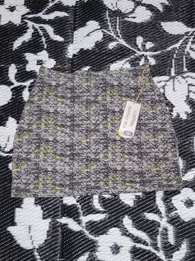 Maggie's Organics Cute Cotton Tulip Mini Skirt/Miniskirt- Grey/Yellow Print XS
